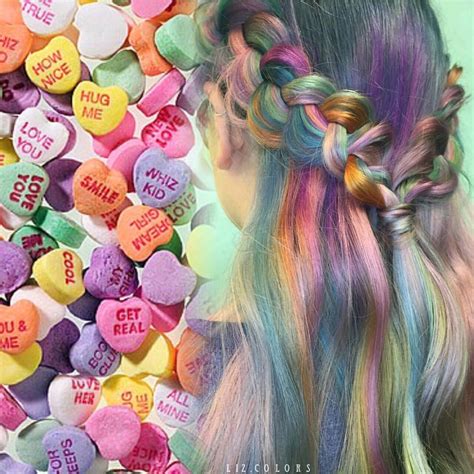Inspired By Candy Hearts Beautiful Rainbow Hair Color Design And