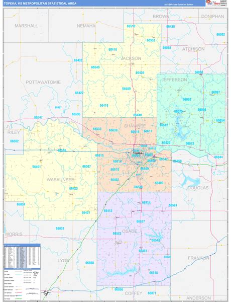 Topeka Ks Metro Area Wall Map Color Cast Style By Marketmaps Mapsales