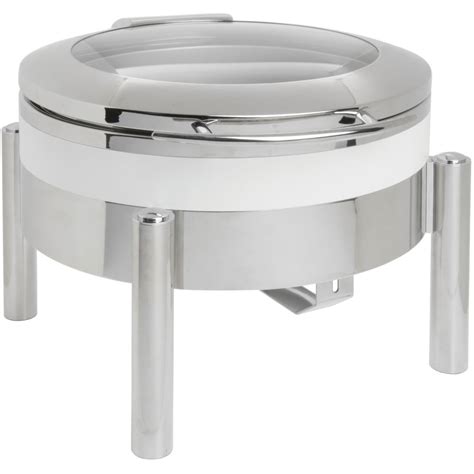 Expressly Hubert 6 13 Qt Round Stainless And White Induction Chafer