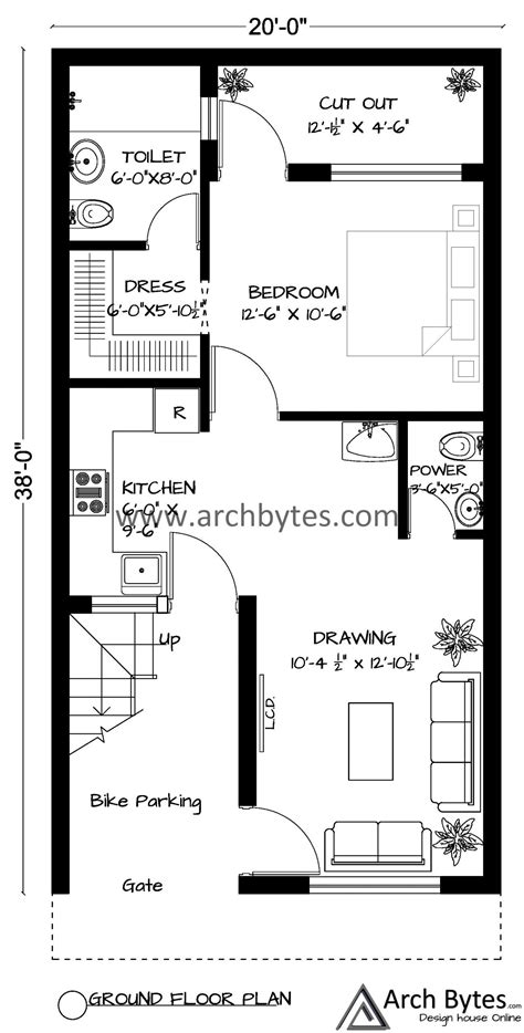 House Plan For 40 X 80 Feet Plot Size 355 Square Yards Gaj Archbytes