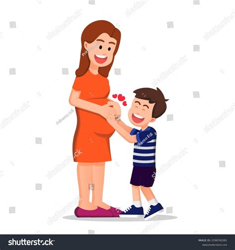 Pregnant Mother Her Son Stock Vector Royalty Free 2190742281