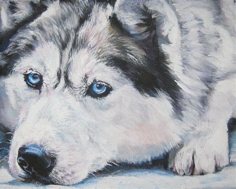 Siberian Husky Dog Art Portrait Print Of La Shepard Painting Etsy