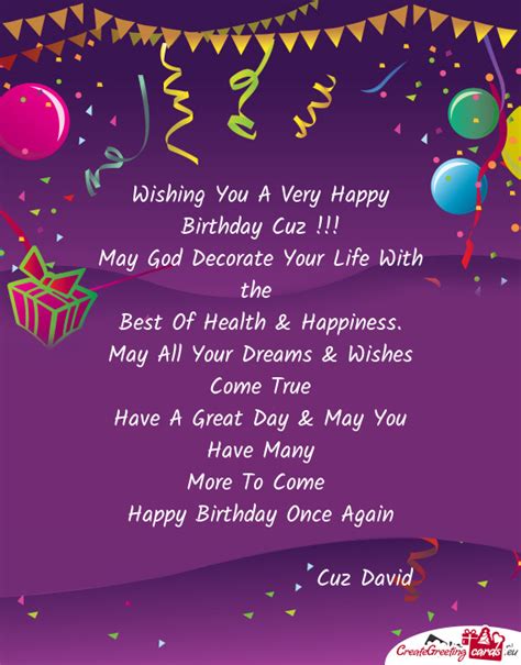 Wishing You A Very Happy Birthday Cuz Free Cards