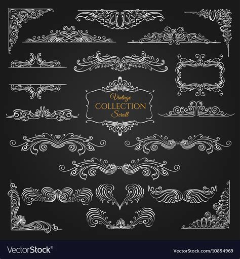 Ornate Scroll Elements Collection Royalty Free Vector Image