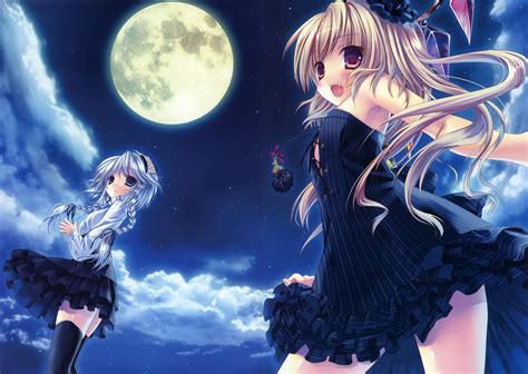 X Anime Flowers Dance Night Girl Moon Wallpaper