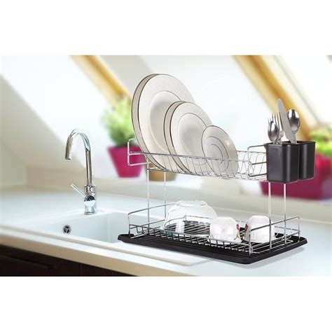Mosesmo Premium Quality Chrome Plated Steel 2 Tier Dish Drying Rack