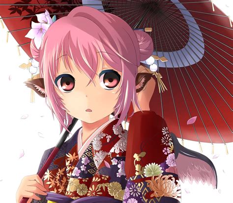Wallpaper Anime Girl Kimono Umbrella Surprise 1600x1400 Coolwallpapers 745447 Hd