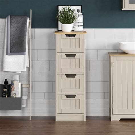 Priano Freestanding Bathroom Cabinet Unit Grey Vanity Cupboard Storage