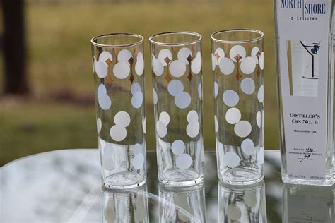 Vintage Gold And White Collins Glasses Set Of 6 Vintage Libbey Collins Glasses Vintage Cocktail