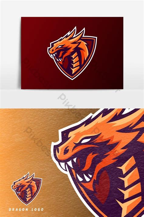 Orange dragon esport gaming mascot logo Vector Graphic Element | PNG