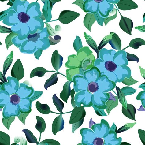 Vector Seamless Pattern Displaying Bold Flowers Elegance Seamless