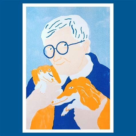David Hockney And His Dachshunds A3 Large Illustration Print Etsy