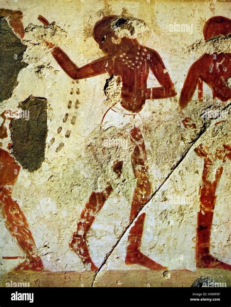Egyptian Tomb Wall Painting From Thebes Luxor Dated 11th Century Bc