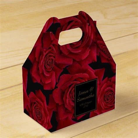 Elegant Red Rose Wedding Favor Box Red Rose Wedding
