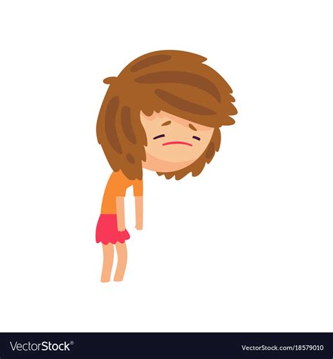 Unhappy Sick Girl Cartoon Character Royalty Free Vector