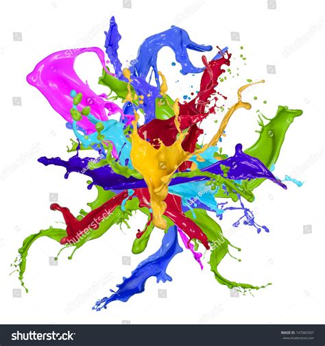 Colorful Paint Splashing On White Background Stock Photo 147065507