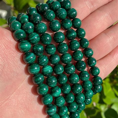 Green Malachite Beads | Round Natural Gemstone Beads | Sold by 7 Inch Strand | Size 6mm 8mm 10mm