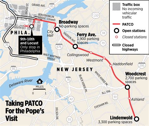 Map Taking Patco For The Popes Visit Philly