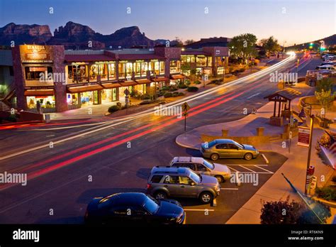 Uptown Sedona Arizona At Dusk Stock Photo Alamy