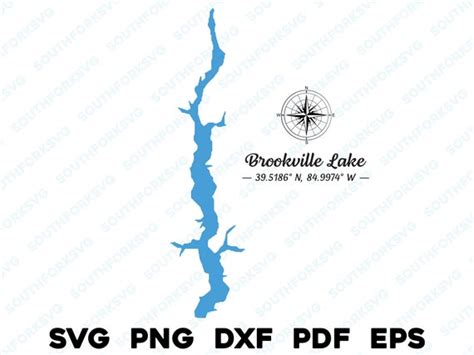 Brookville Lake Indiana Map Shape Silhouette Svg Png Dxf Pdf Etsy