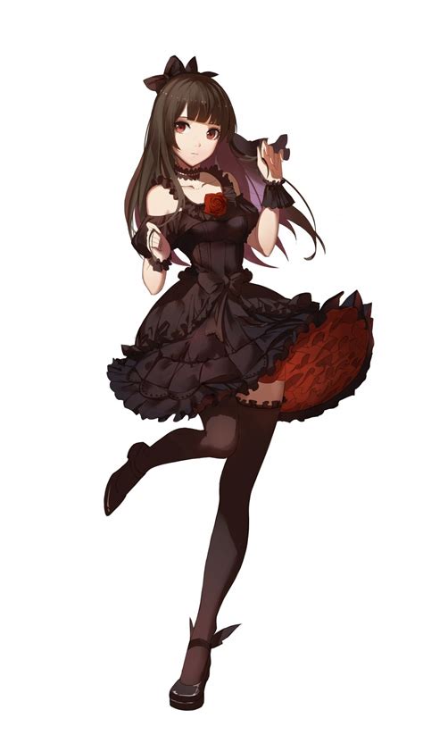 Download 1080x1920 Anime Girl Gothic Black Dress Brown Hair Ribbons Wallpapers For Iphone 8