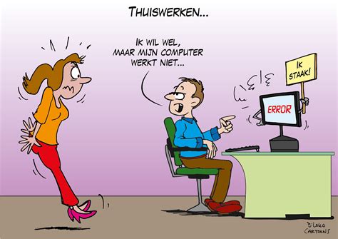 Om 23u30 moest je in huis zijn! Thuiswerken... - Loko Cartoons