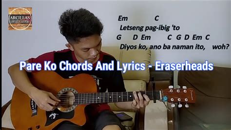 Pare Ko Eraserheads Lyrics And Chords Guitar Fingerstyle Cover