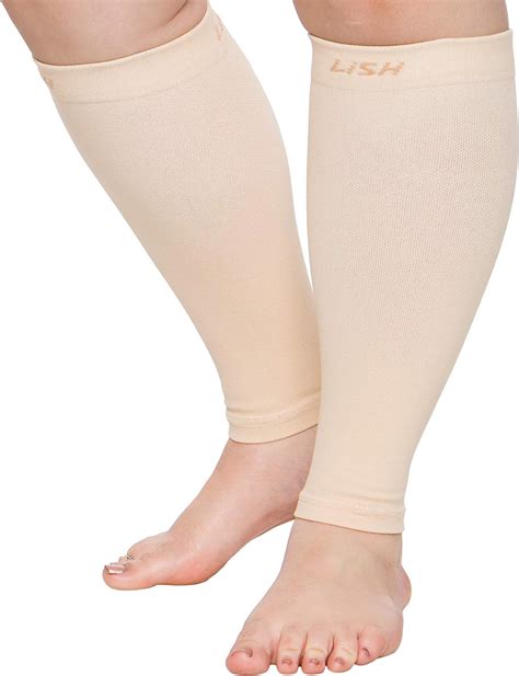 Lish Plus Size Calf Graduated Compression Sleeves Extra Wide Footless Compression