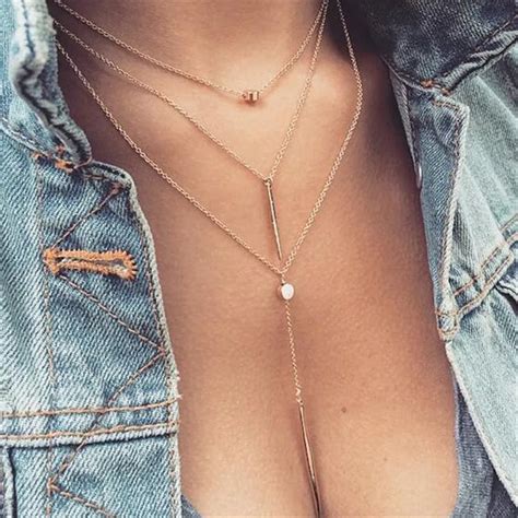 Women Layered Chain Necklaces And Pendants Delicate Multi Layer Necklace