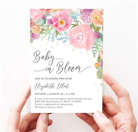 Spring Baby In Bloom Baby Shower Invitation Girl Spring Baby Etsy