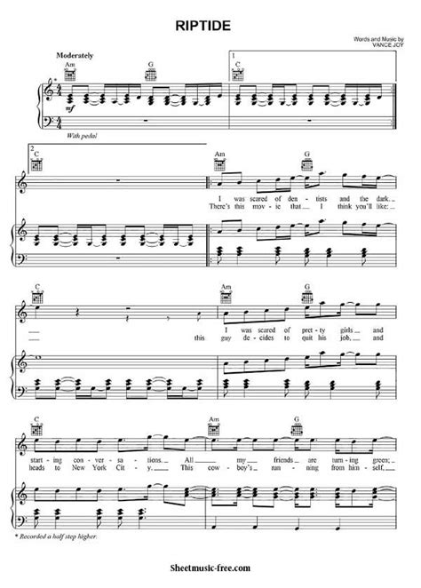 Riptide Sheet Music Vance Joy Sheet Music Piano Sheet Music Free