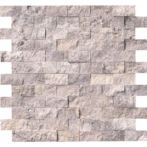 Msi silver travertine mini ledger panel corner 4.5 in. MSI Silver Travertine Split Face 12 in. x 12 in. x 10 mm ...