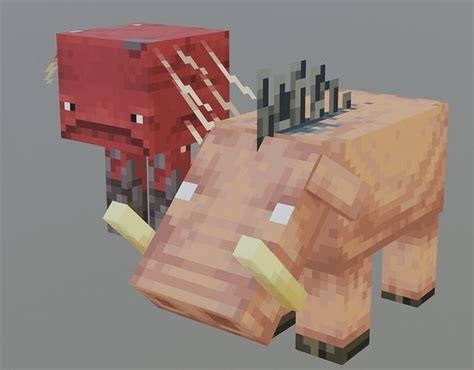 Minecraft Hoglin And Strider Simple Rig Free Vr Ar Low Poly 3d
