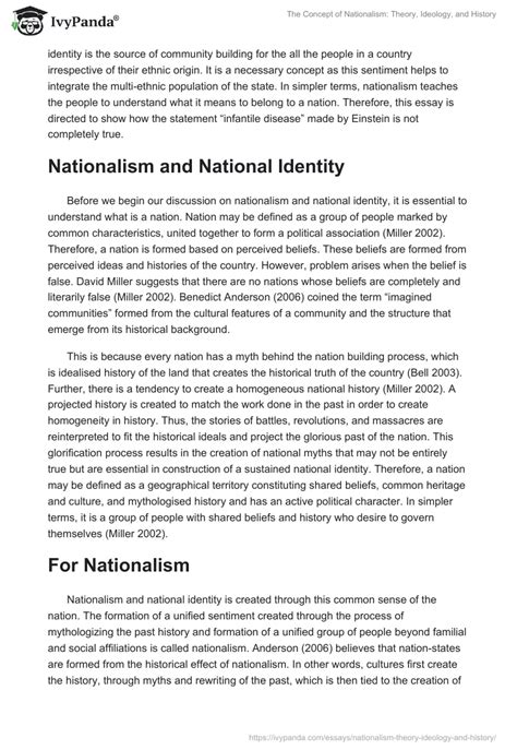 Nationalism Theory Ideology And History 2539 Words Case Study Example
