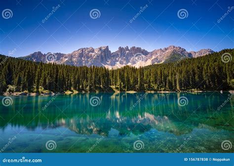Karersee Lake In The Dolomites South Tyrol Italy Stock Photo Image