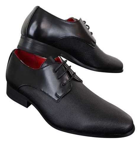 Mens Black Laced Faux Leather Shoes Buy Online Happy Gentleman