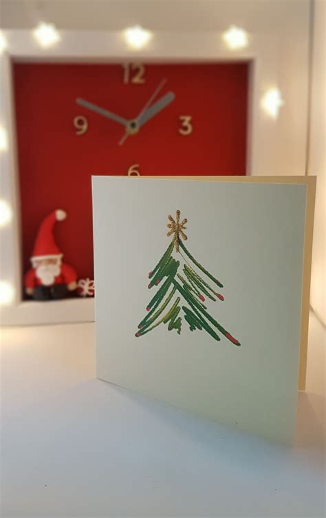 A Simple But Delightful Hand Painted Then Printed Christmas Tree Card