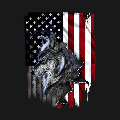 Wolf American Flag Wolf American Flag Vintage Independence T Shirt