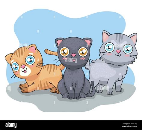 Tres Gatos Dibujos Animados Imagen Vector De Stock Alamy