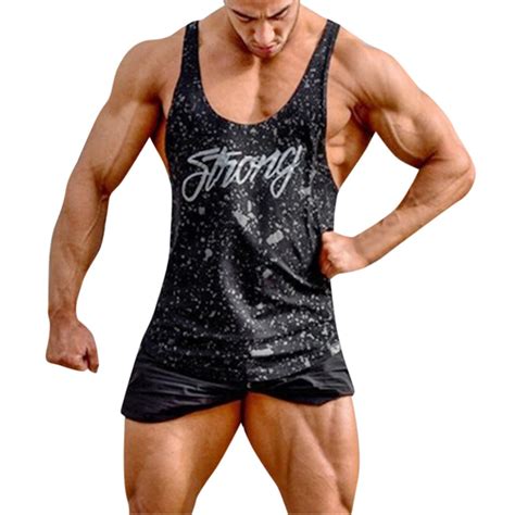 Muqgew Tank Top Men Summer Fitness Muscle Print Sleeveless
