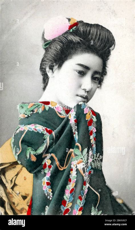 1910s Japan Japanese Geisha — Young Japanese Woman In Kimono And