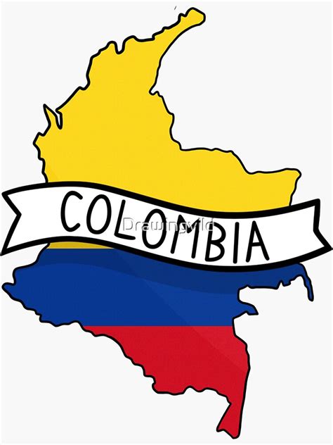 Colombia Flag Map Sticker Sticker By Drawingvild Redbubble