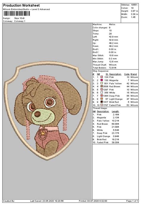 Paw Patrol Skye Embroidery Designs From 4x4 Till 6x10 Inch Etsy