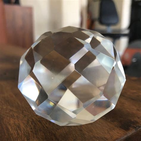 Mid Century Multi Faceted Geometric Cut Crystal Paperweight Chairish