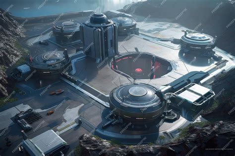 Premium Ai Image Futuristic Military Base With Hightech Weapons And
