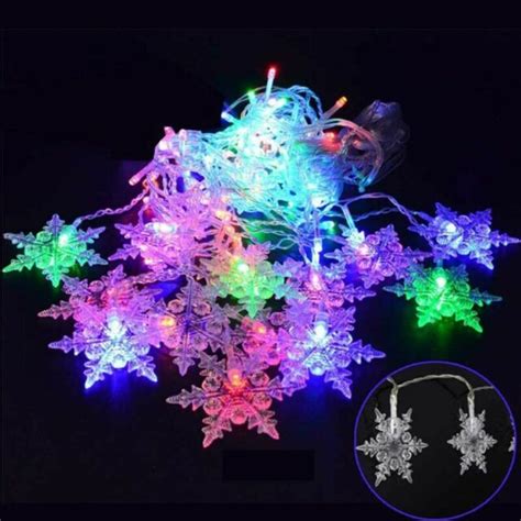 Led Snowflake Curtain String Fairy Hanging Lights Xmas Party Window