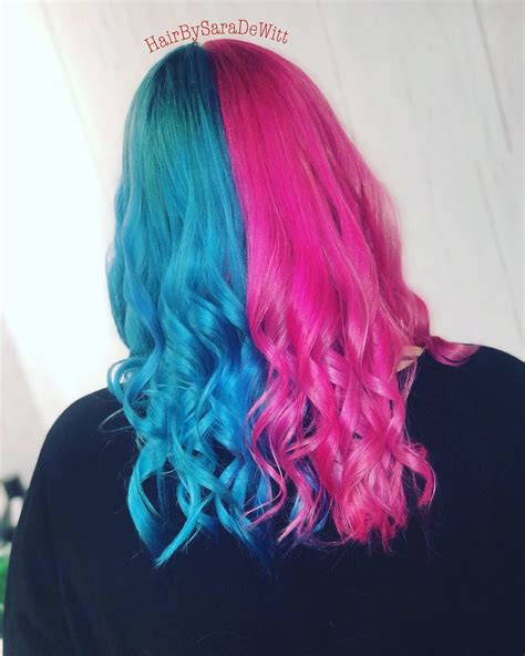 Vivid Hair Two Color Hair Blue And Pink Hair Hair Inspiration Color