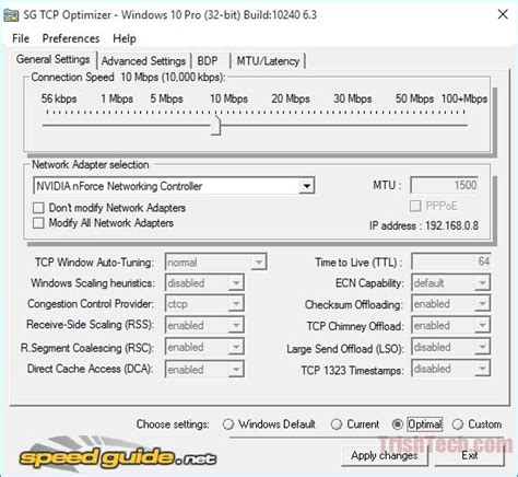 Optimize Internet Connection In Windows 10 With Sg Tcp Optimizer