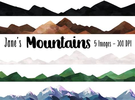 Watercolor Mountain Borders Clipart Repeatable Pattern Etsy