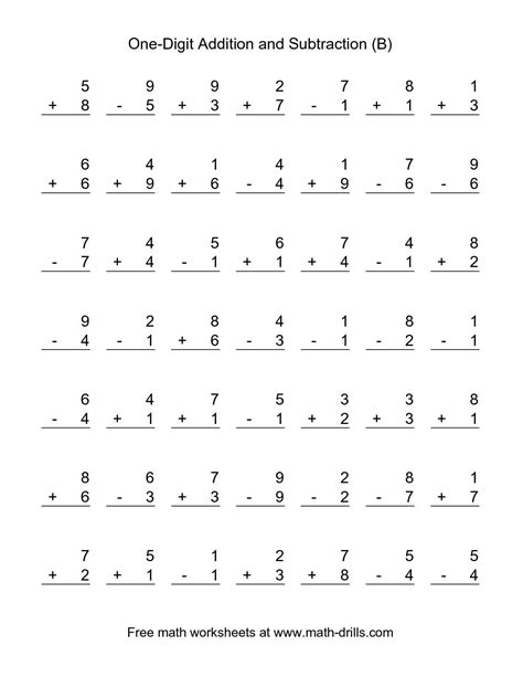 The Adding And Subtracting Single Digit Numbers B Mixed Operations